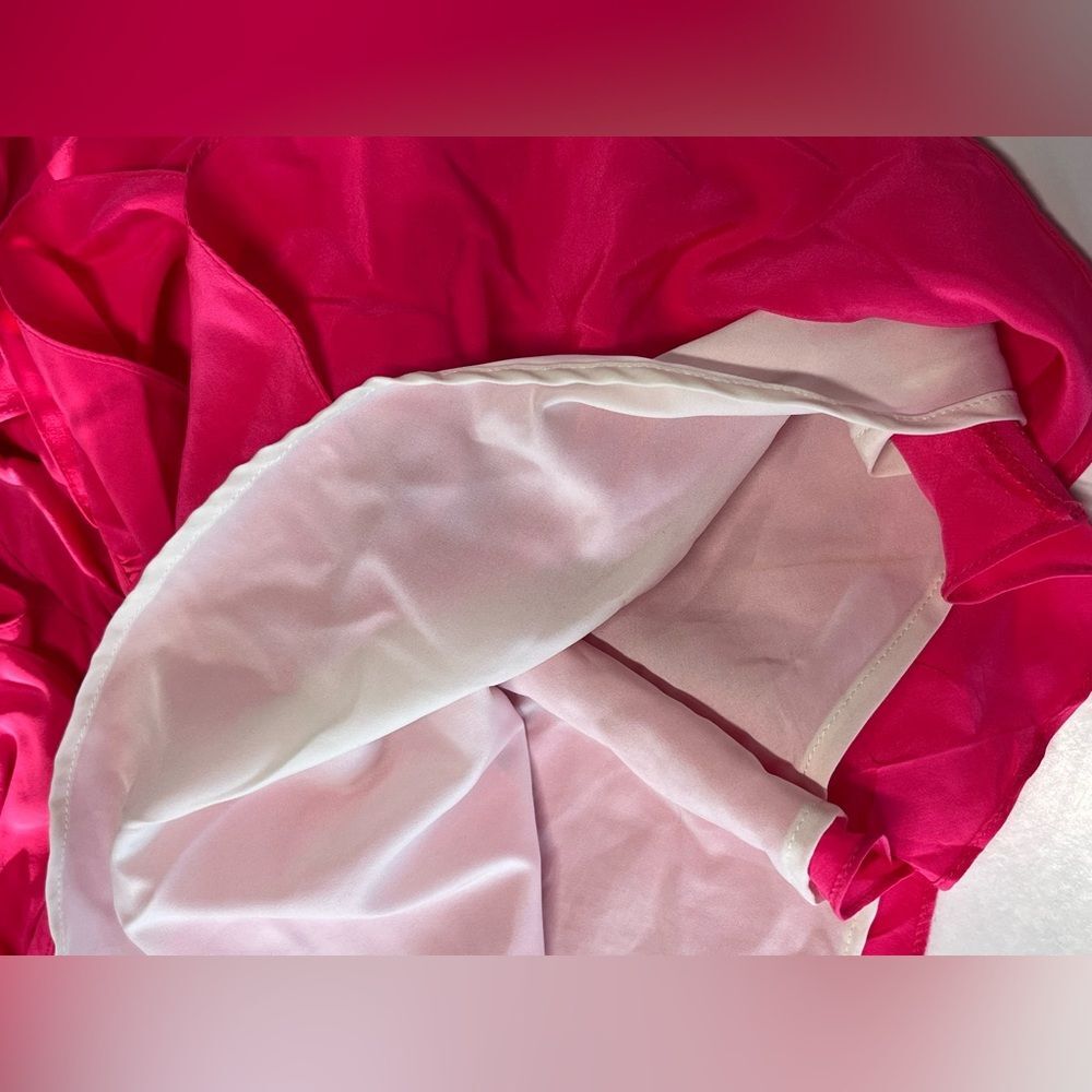 Amanda Uprichard | Hot Pink 100% Silk Ruffle Halter Mini Dress S - Picture 9 of 9